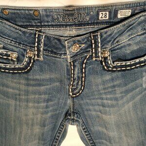 Miss Me Jeans – S 28 Skinny Distressed Jeans– Embellished Pockets